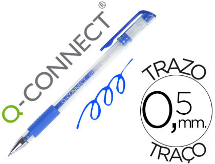 Bolígrafo Q-Connect tinta gel azul sujeción de caucho